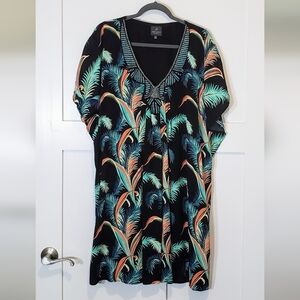 Adrianna Papell Black and Multicolor Midi Dress